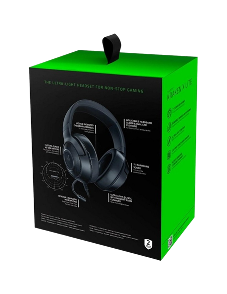 Игровая Гарнитура Razer Kraken X Lite, Проводной аналоговый, Чёрный