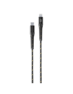 Cablu de încărcare și date Cellularline Strong Cable, Lightning/USB Type-C, 1,2m, Negru