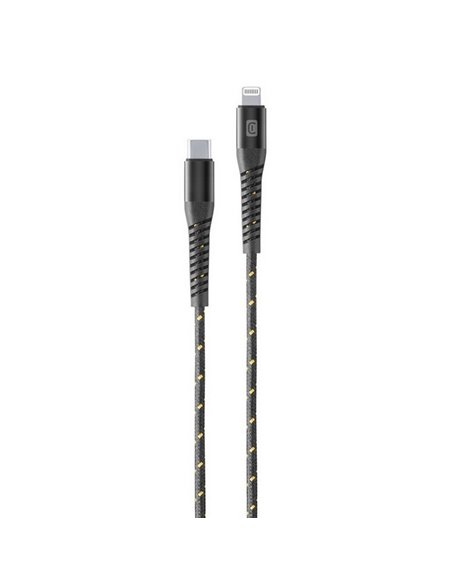 Кабель для зарядки и передачи данных Cellularline Strong Cable, Lightning/USB Type-C, 1,2м, Чёрный