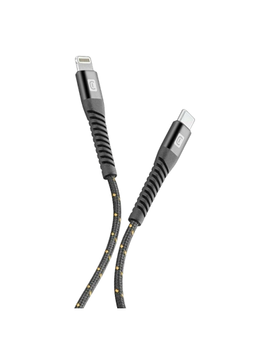 Кабель для зарядки и передачи данных Cellularline Strong Cable, Lightning/USB Type-C, 1,2м, Чёрный