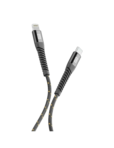 Cablu de încărcare și date Cellularline Strong Cable, Lightning/USB Type-C, 1,2m, Negru