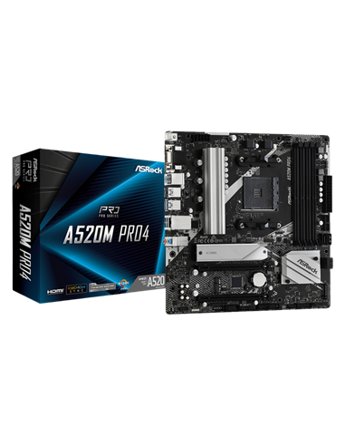 Материнская плата ASRock A520M PRO4, AM4, AMD A520, Micro-ATX