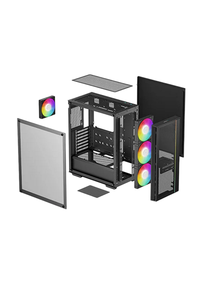 Carcasă PC Deepcool MATREXX 55 MESH V4, Midi-Tower, Fără PSU, Negru
