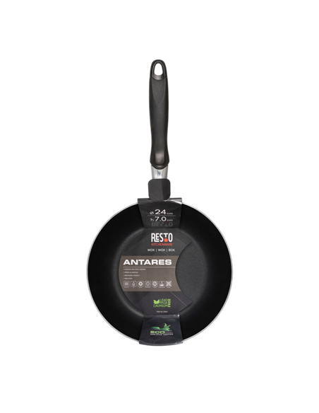 Tigaie WOK RESTO 93601, 24cm, Negru