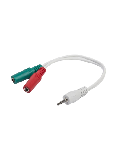 Audio Adaptor Cablexpert CCA-417W, 3.5mm 4-pin (M) - 2x 3.5mm 3-pin (F), 0,2m, Alb