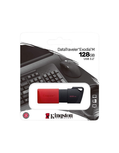 USB Flash накопитель Kingston DataTraveler Exodia M, 128Гб, Черный/Красный