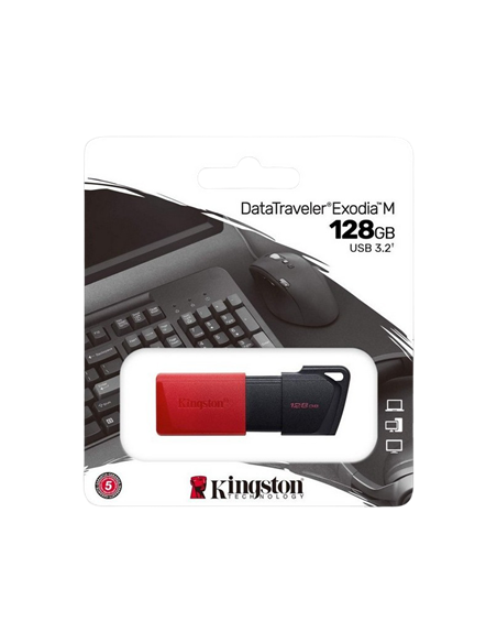 USB Flash накопитель Kingston DataTraveler Exodia M, 128Гб, Черный/Красный