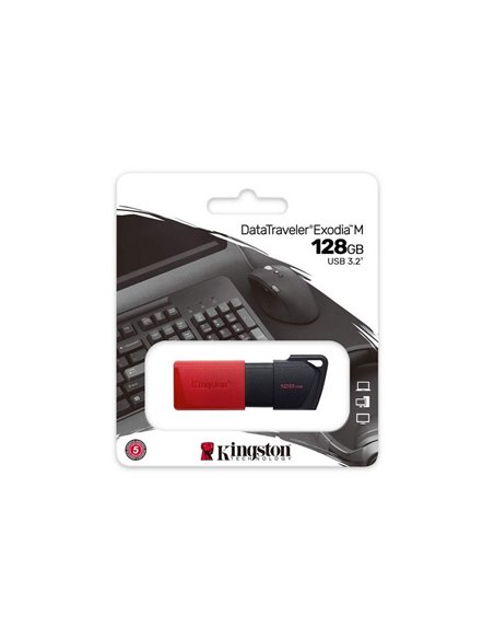 USB Flash накопитель Kingston DataTraveler Exodia M, 128Гб, Черный/Красный
