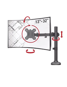 Suport birou pentru monitoare BARKAN M121T, Negru 2