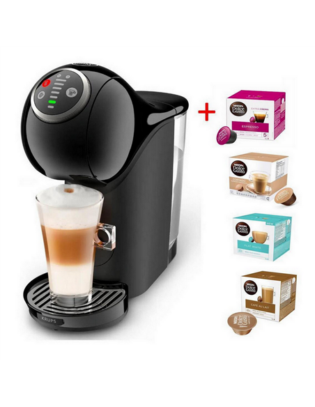 Капсульная Кофеварка Krups Genio S Plus + Капсулы Nescafe Dolce Gusto, 1500Вт, Черный