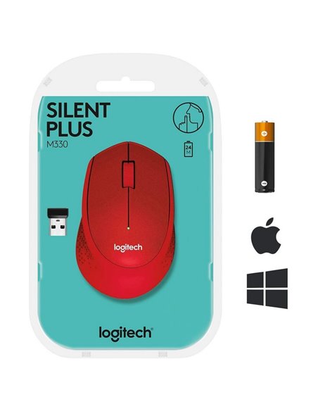 Беcпроводная мышь Logitech M330 Silent Plus, Красный