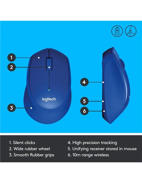 Mouse Wireless Logitech M330 Silent Plus, Albastru