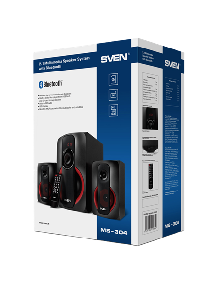 Boxe pentru calculator 2.1 SVEN MS-304, Negru/Roșu