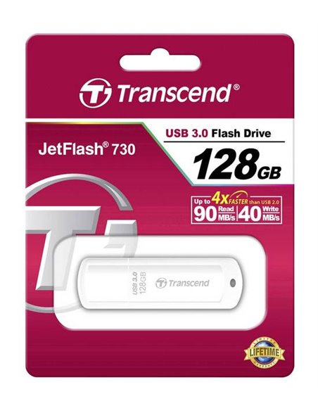 USB Flash накопитель Transcend JetFlash 730, 128Гб, Белый