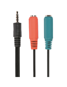 Аудио адаптер Cablexpert CCA-417, 3.5mm 4-pin (M) - 2x 3.5mm 3-pin (F), 0,2м, Чёрный