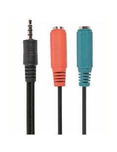 Аудио адаптер Cablexpert CCA-417, 3.5mm 4-pin (M) - 2x 3.5mm 3-pin (F), 0,2м, Чёрный 2