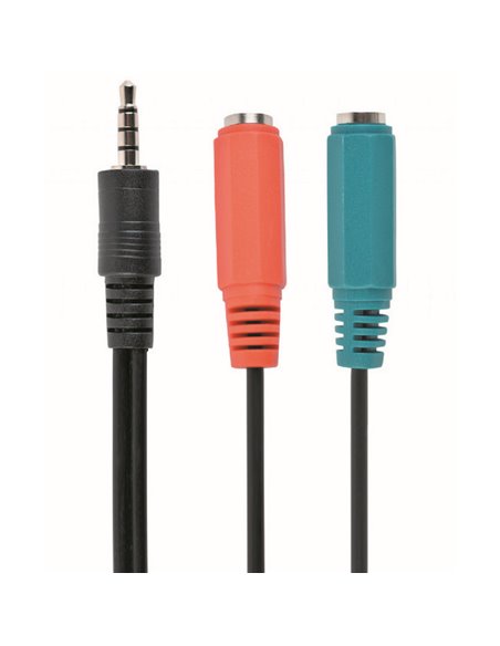 Audio Adaptor Cablexpert CCA-417, 3.5mm 4-pin (M) - 2x 3.5mm 3-pin (F), 0,2m, Negru