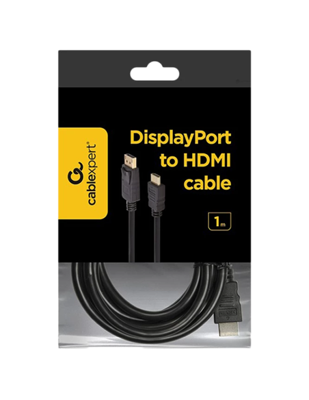 Видео кабель Cablexpert CC-DP-HDMI-1M, DisplayPort (M) - HDMI (M), 1м, Чёрный