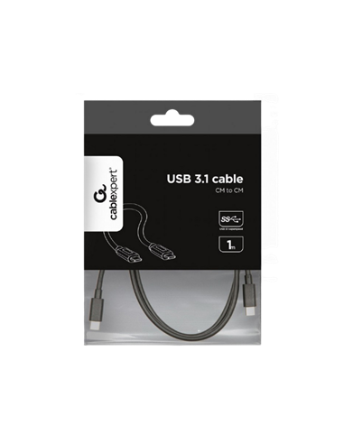 Кабель для зарядки и синхронизации Cablexpert CCP-USB3.1-CMCM-1M, USB Type-C/USB Type-C, 1м, Чёрный