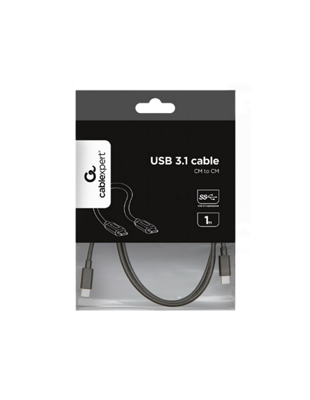 Кабель для зарядки и синхронизации Cablexpert CCP-USB3.1-CMCM-1M, USB Type-C/USB Type-C, 1м, Чёрный