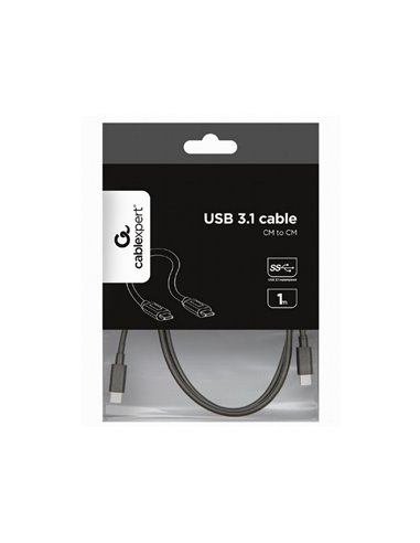 Cablu încărcare și sincronizare Cablexpert CCP-USB3.1-CMCM-1M, USB Type-C/USB Type-C, 1m, Negru
