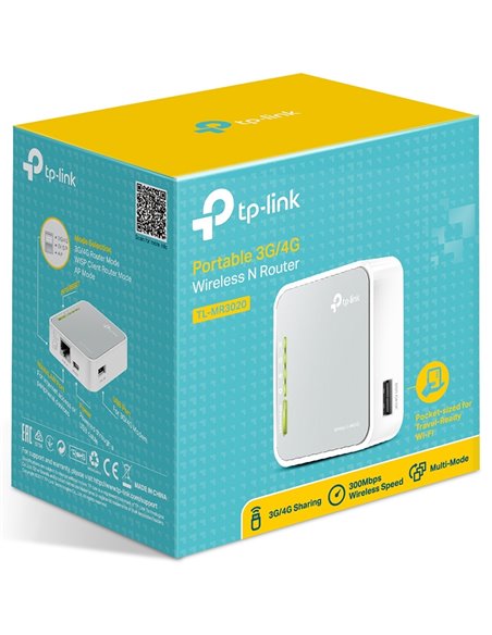 Беспроводной маршрутизатор TP-LINK TL-MR3020, 3G, 4G, Белый
