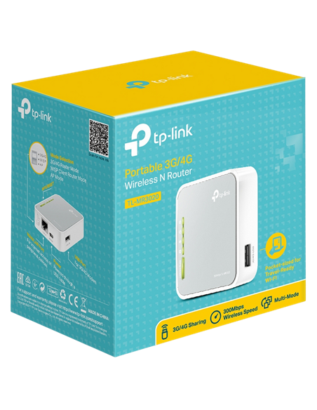 Беспроводной маршрутизатор TP-LINK TL-MR3020, 3G, 4G, Белый