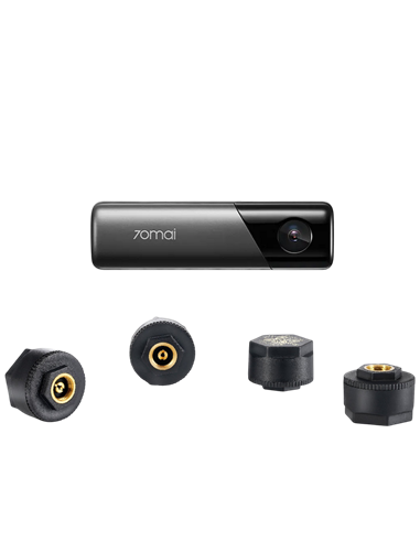 Cameră DVR frontală 70mai M500 + Senzori de presiune a anvelopelor T04, Negru