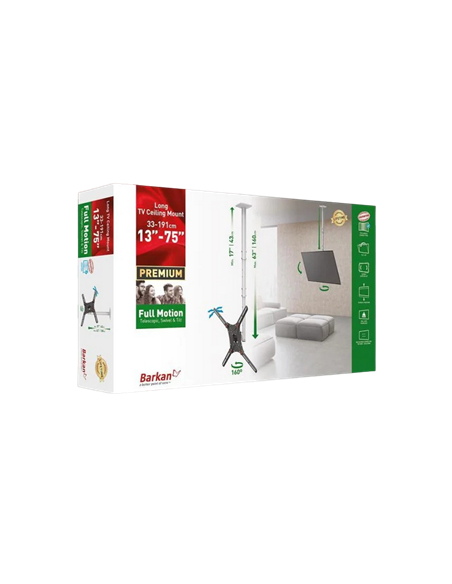Suport TV tavan Full-motion BARKAN 4500L, Negru