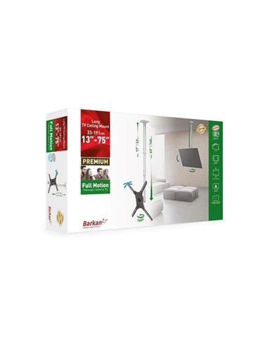Suport TV tavan Full-motion BARKAN 4500L, Negru