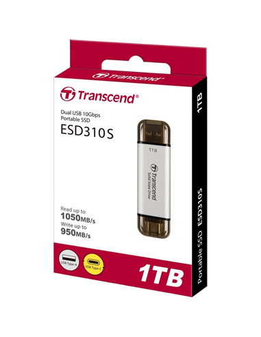 SSD portabil extern Transcend ESD310S, 1 TB, Argintiu (TS1TESD310S)