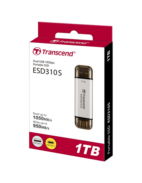 SSD portabil extern Transcend ESD310S, 1 TB, Argintiu (TS1TESD310S)