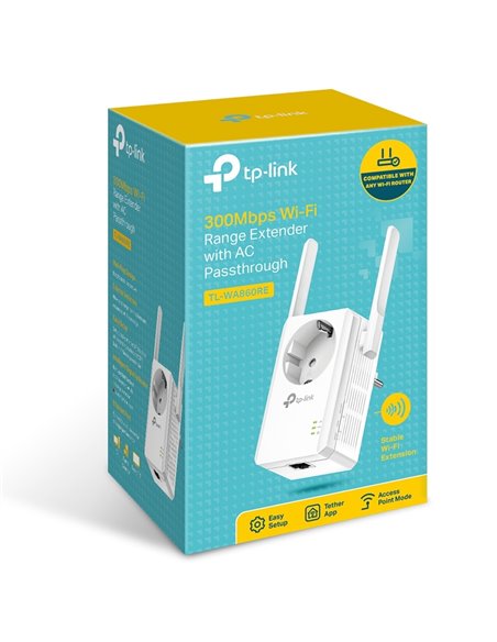 Усилитель Wi‑Fi сигнала TP-LINK TL-WA860RE, 300 Мбит/с, Белый