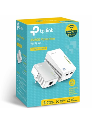 Wi-Fi + Powerline адаптер TP-LINK TL-WPA4220 KIT, AV600, 600 Mбит/c, Белый