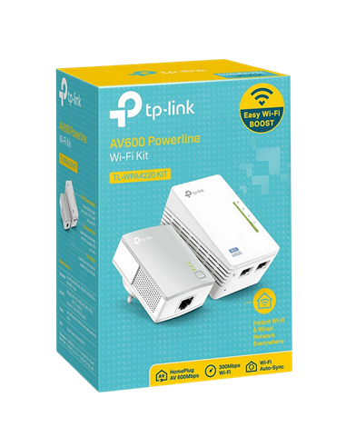 Wi-Fi + Powerline adapter TP-LINK TL-WPA4220 KIT, AV600, 600 Mbps, Alb