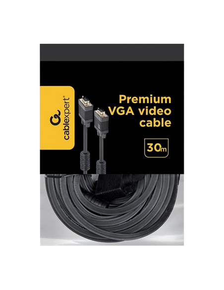 Видео кабель Cablexpert CC-PPVGA-30M-B, VGA D-Sub (M) - VGA D-Sub (M), 30м, Чёрный