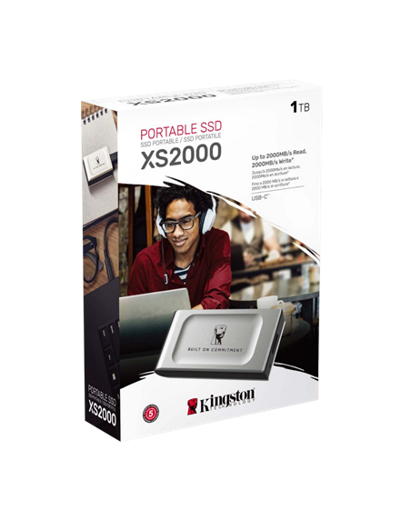 SSD portabil extern Kingston XS2000 BoC, 1 TB, Argintiu (SXS2000/1000GA)