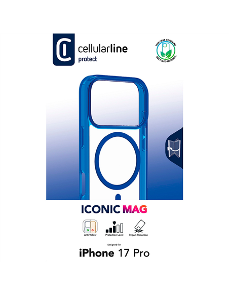 Husă Cellularline Iconic Mag pentru Apple iPhone 17 Pro, Albastru