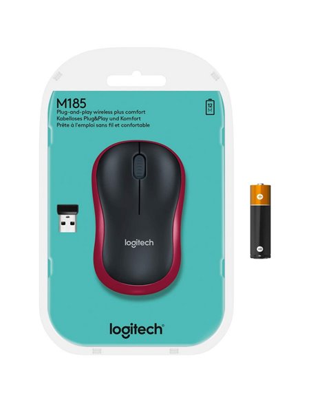 Беcпроводная мышь Logitech M185, Красный
