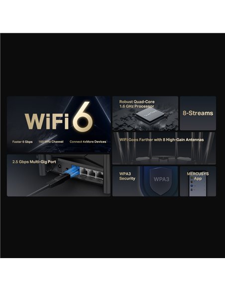 Беспроводной маршрутизатор MERCUSYS MR90X, Чёрный