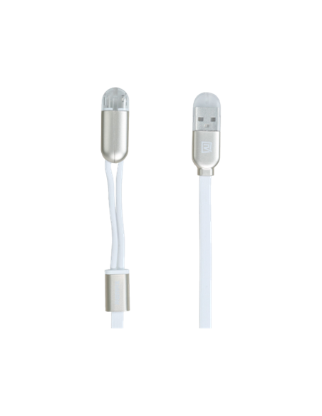 Cablu încărcare și sincronizare Remax RC-025t, Lightning, micro-USB/USB Type-A, 1m, Alb