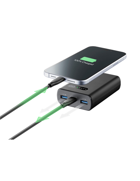 Портативное зарядное устройство Cellularline Fast PD 20Вт, 10000мА·ч, Чёрный