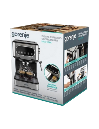 Cafetiera manuala Gorenje ESCM15DBK, 1100W, Argintiu