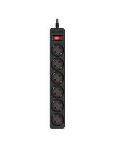 Prelungitor electric SVEN SF-06E, 6 Prize, 3m, Negru