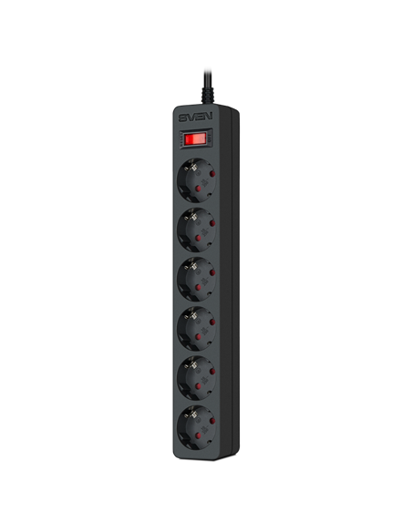 Prelungitor electric SVEN SF-06E, 6 Prize, 3m, Negru