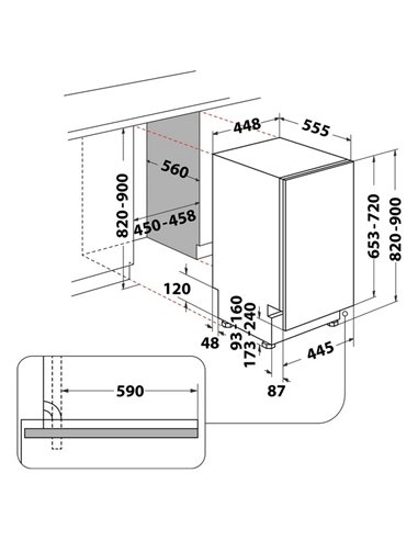 Mașină de spălat vase Whirlpool WSIP 4O33 PFE, Alb
