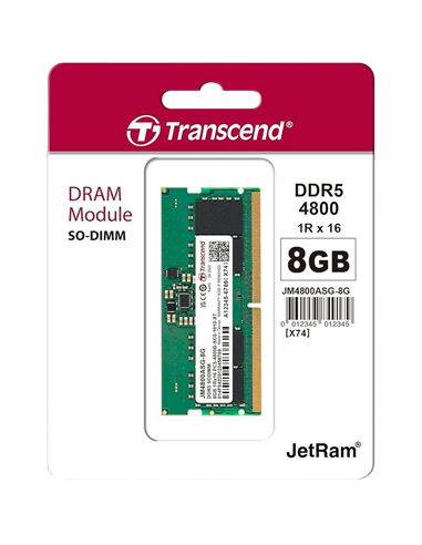 Оперативная память Transcend JM4800ASG-8G, DDR5 SDRAM, 4800 МГц, 8Гб, JM4800ASG-8G