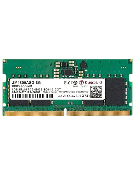 Оперативная память Transcend JM4800ASG-8G, DDR5 SDRAM, 4800 МГц, 8Гб, JM4800ASG-8G
