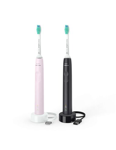 Электрическая звуковая зубная щетка Philips HX3675/15, Чёрный | Розовый
