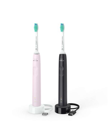 Электрическая звуковая зубная щетка Philips HX3675/15, Чёрный | Розовый